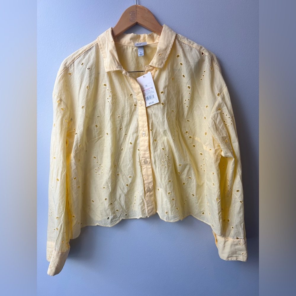 Women's Eyelet Long Sleeve Button-Down Shirt - A New Day